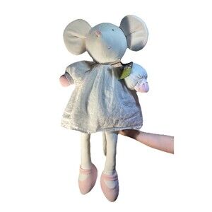 Tikiri Maiya Mouse XL Plush White Dress Original Non Toxic Safe Baby Stuffy